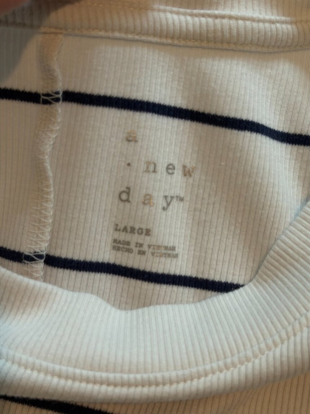 A New Day Sleeveless Knit Mini Shirt Dress - Blue/White, Size L - Picture 6 of 9